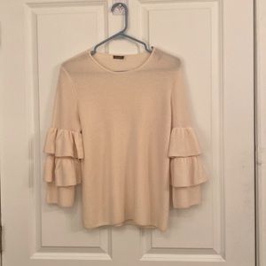 J. McLaughlin women’s cream Merino Wool tier sleeved sweater size S